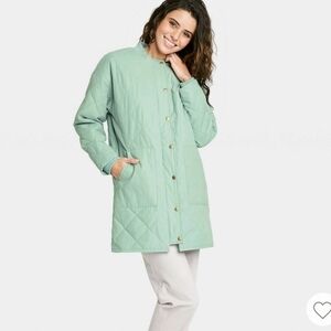 Universal Thread Light Green Quilted Long Jacket Size L